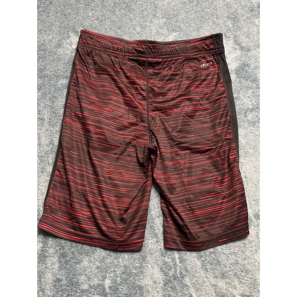 Nike Mens Medium Black Red Stripe Dri-Fit Athletic Shorts Gym Basketball